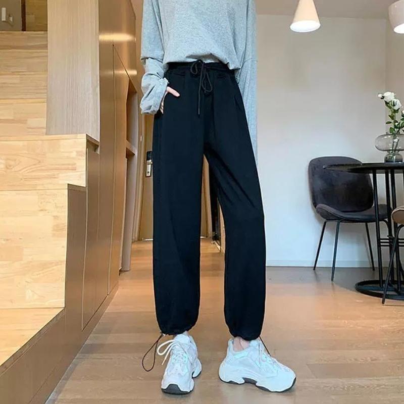 Sports Pants Women's Loose Drawstring Sweat Pants Wide Leg Casual Pants Fitness Jogging Straight Pants Trousers