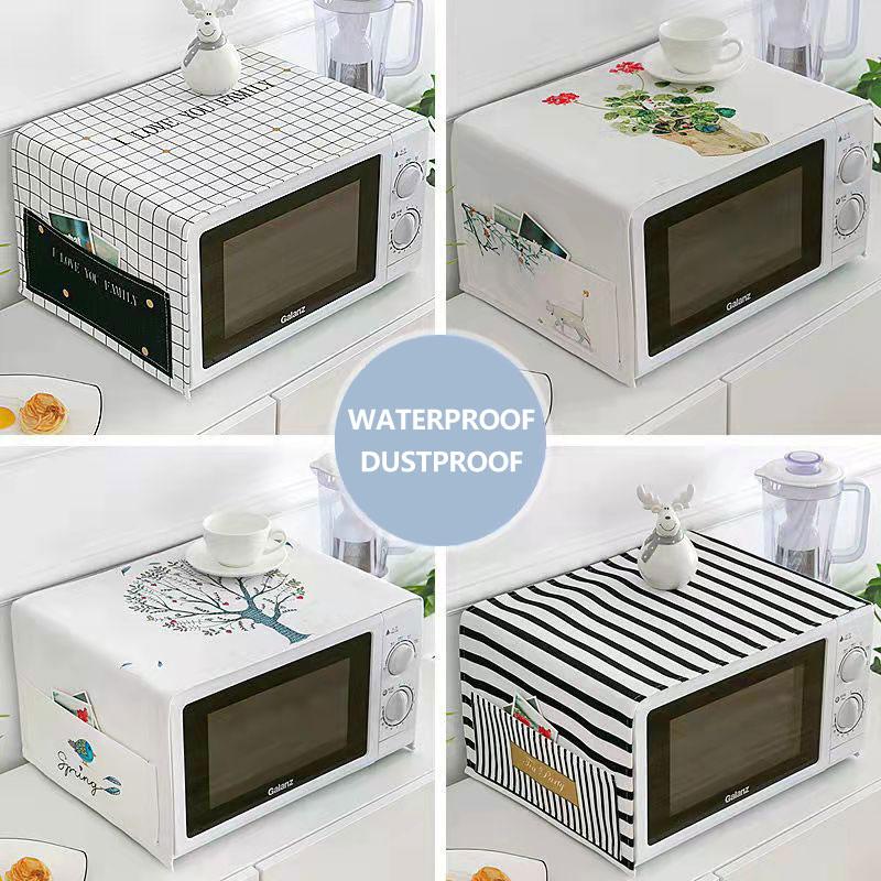 Microwave Hood Oven Dust Cover Oil and Water-proof Household Side Pockets Dust-proof Cloth Refrigerator Dust-proof and Dust-proof Cover Towel