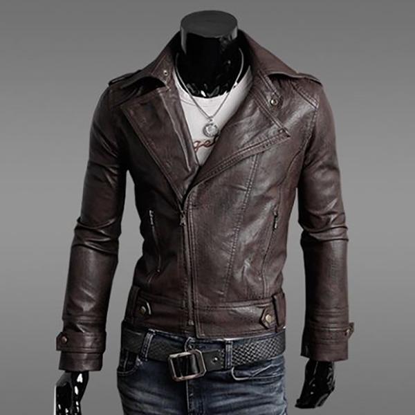 Spring and Autumn Leisure PU Men's Leather Slim Short Section Washed Motorcycle Leather Jacket Youth Thin Jacket