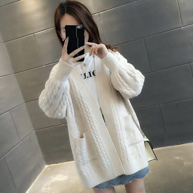 Mid-length Autumn and Winter Jacket Loose Knit Cardigan Long-sleeved Casual Sweater