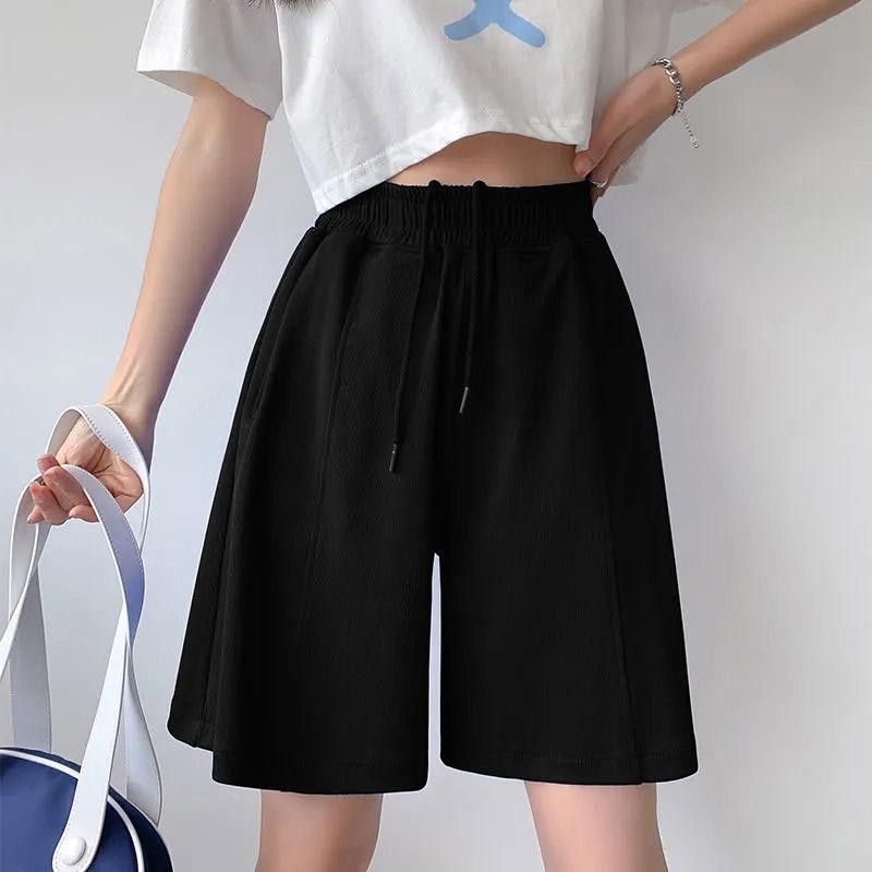 Summer Women's Thin Shorts Casual Sports All-match Middle Pants Bear Loose Wide-leg Ins Women's Five-point Pants Straight Shorts