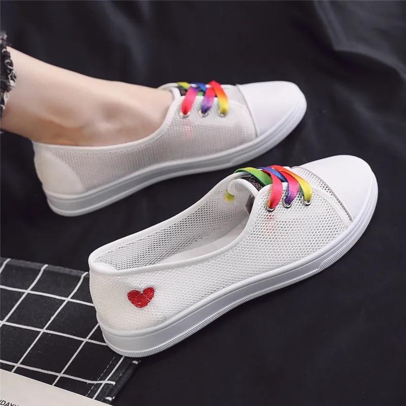 Women's Summer Hollow Mesh Shoes Female All-match Flat Canvas Shoes Shallow Mouth Slip-on Shoes