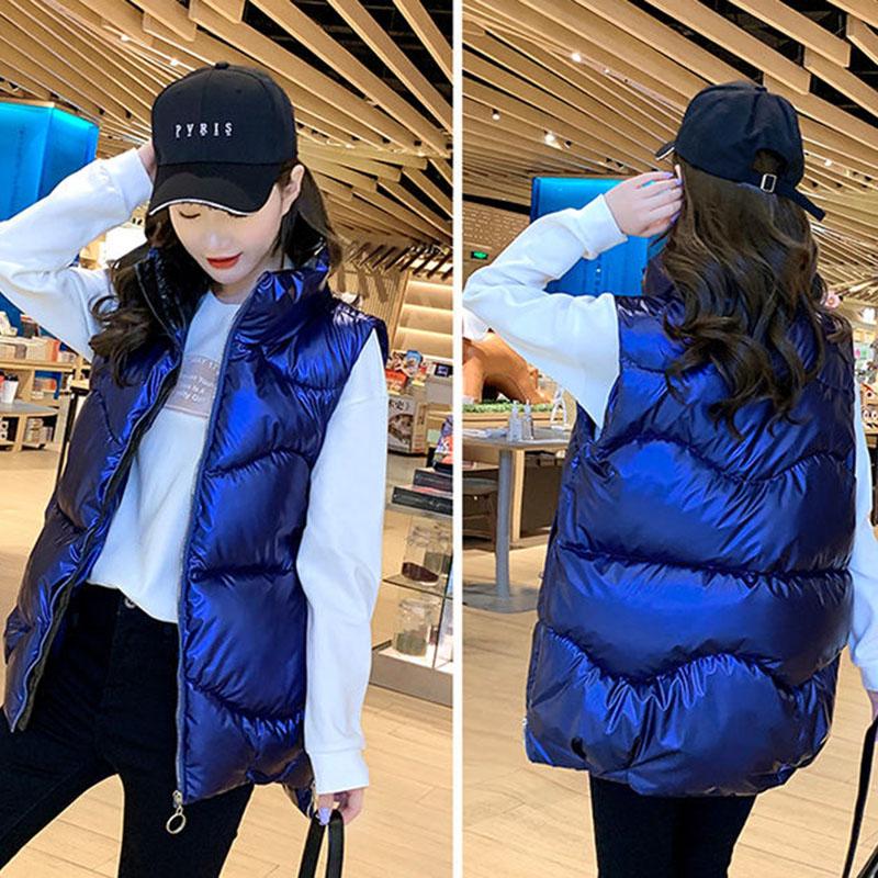 Autumn and Winter Shiny Down Cotton Horse Simple Sleeveless Casual Vest Fashion All-match Female Jacket