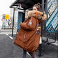 Women's Loose Large Medium Long Thick Big Hair Collar Korean Bread Suit Winter Coat