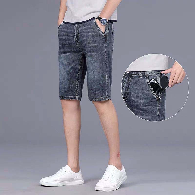 Summer Denim Shorts Men's Five-point Pants Thin Loose Straight Leg Men's Stretch Casual Breeches