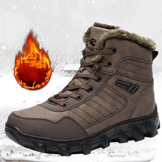 Snow Boots Men's Winter Warm Thick PlushShoes Waterproof Outdoor Men's Cotton Boots Size 38-48