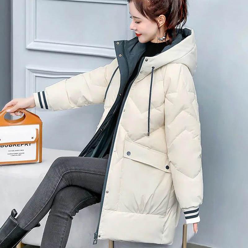 Down Padded Jacket Women's Mid-length Padded Coat Loose Large Size Padded Jacket Bread Suit Winter Coat Trend