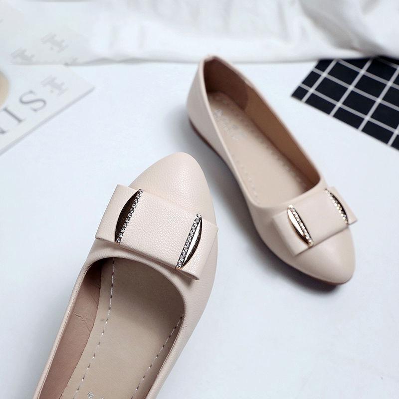 Single Shoes Pointed Toe Flat Shoes Women's Shallow Mouth Flat Shoes Women's Shoes Soft-soled Work Shoes Women's Non-slip Light and Soft