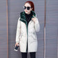 Women's Printed Cotton-padded Jacket Women's Mid-length Slim and Loose Thickened Down Cotton-padded Jacket Women