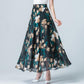 Women Vintage Elegant Floral Skirts Exquisite Printing High Waist A-line Chiffon Skirt Mid-length Chiffon Skirt