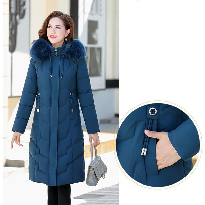 Women's Mid-length Down Jacket Winter Korean Loose Cotton Clothes Casual Hooded Padded Jacket Quilted Jacket