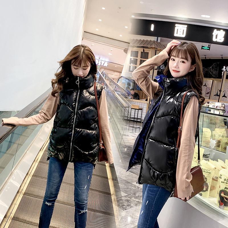 Autumn and Winter Shiny Down Cotton Horse Simple Sleeveless Casual Vest Fashion All-match Female Jacket