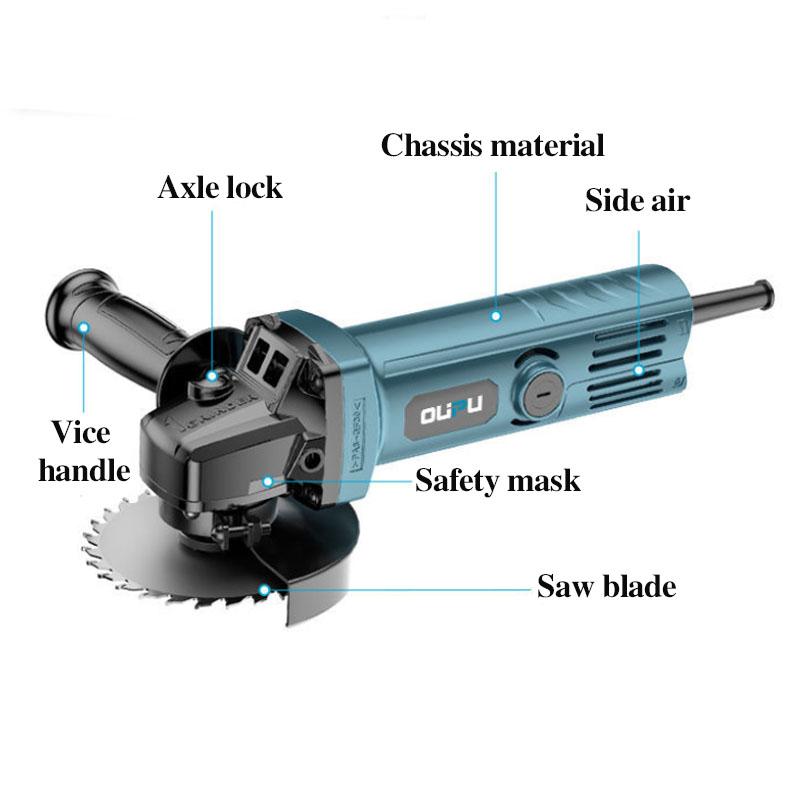 1600W Wired Angle Grinder Handheld Cutting Machine Multifunctional Electric Grinder  16500RPM Polisher