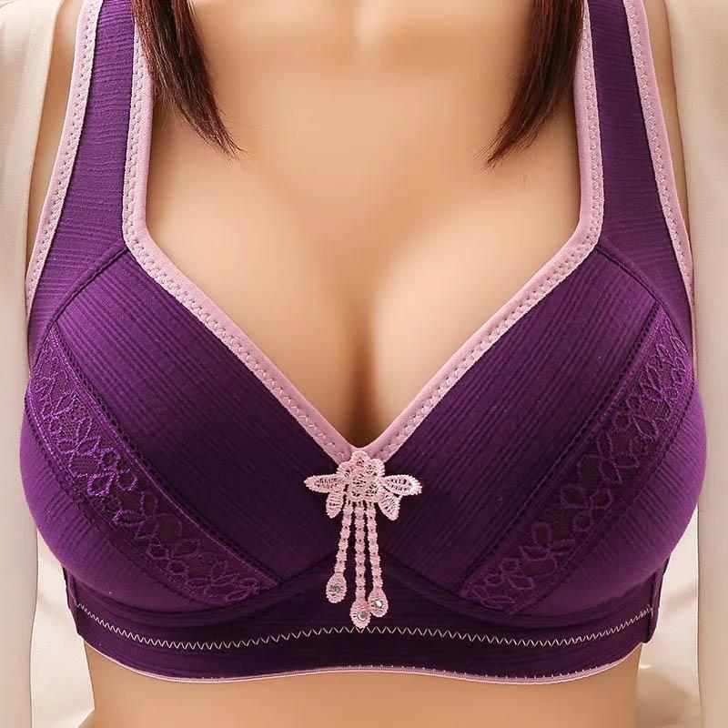 Large Size Thin No Steel Ring Bra Anti-sagging Gather Non-magnetic Beauty Back Underwear Soft Breathable Comfortable Support Bra