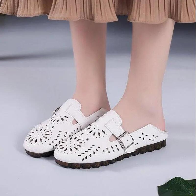 Tendon Bottom Two-wear Peas Shoes Women Flat Sandals Single Shoes Hollow Peas Shoes All-match One-legged Lazy Slippers Loafers