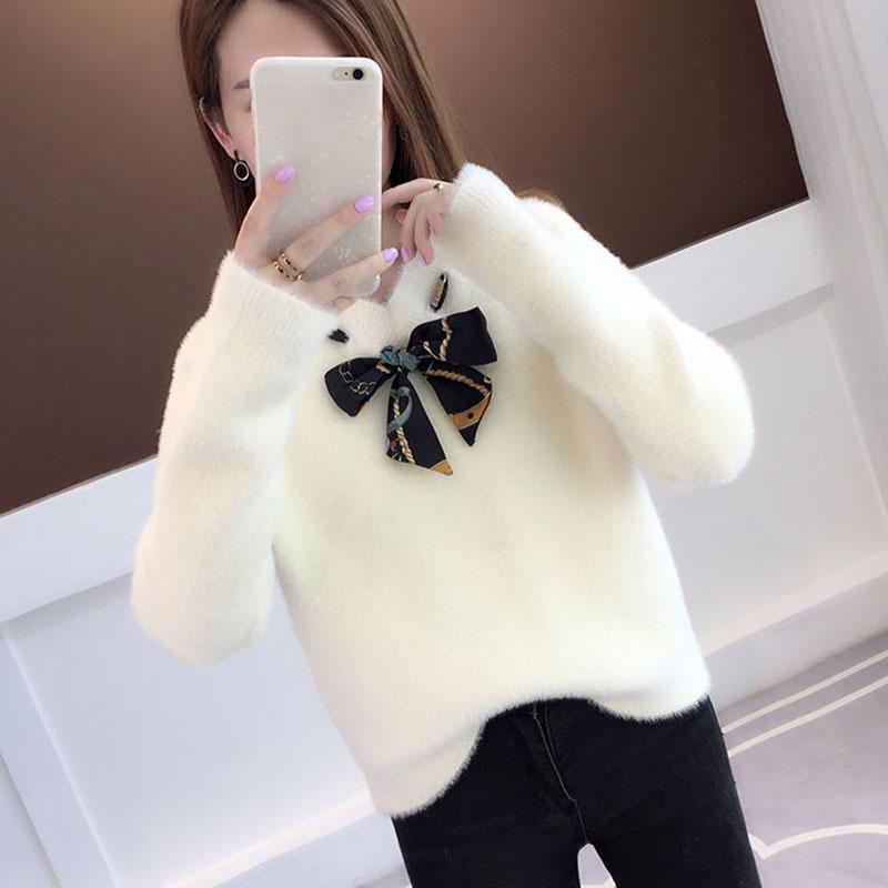 Autumn and Winter Mohair Jacket Fashion Thick Loose Top Casual Style Women Sweater