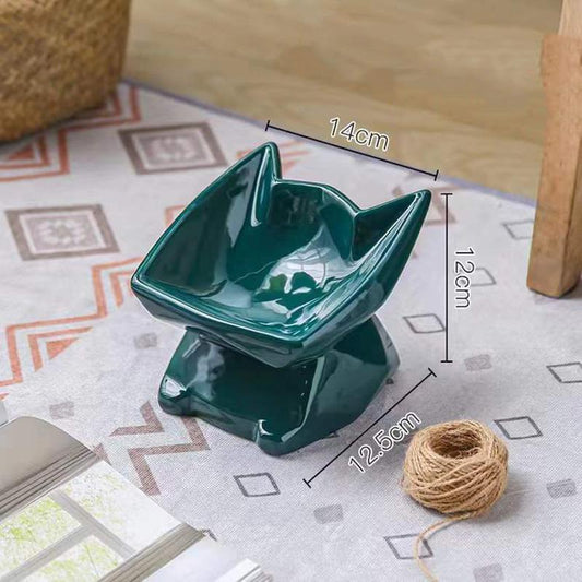 Cat Bowl High Foot Dog Bowl 15°Neck Protector Ceramics Cat Pet Food Water Dispenser Anti-overturning Binaural Pet Feeding Cup Pet Feeder Bowl