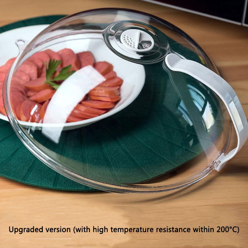 Microwave Oven Food Cover Transparent Anti Sputtering Cover Handle Reusable Airtight Food Covers Home Handle Heat Resistant Lid