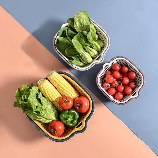 Double-layer Kitchen Sink Drain Basket Pot Assortment Vegetable Washing Basket Household Living Room Plastic Fruit Bowl Washing Fruit Plate