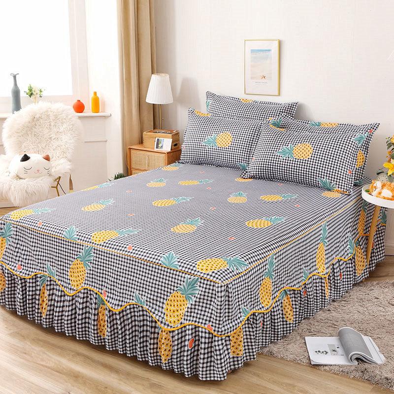 Skin-friendly Solid Color Home Bed Skirt Bedroom Sanding One-piece Bedspread Bedding Bedroom Student Dormitory Sheets