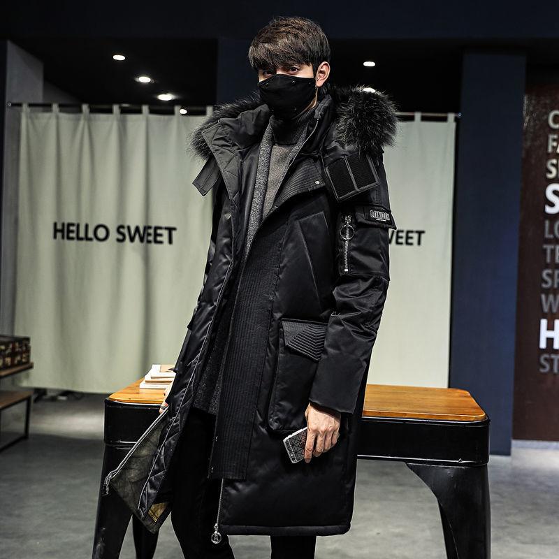 Mid-length Over The Knee Large Size Stand-up Collar Men's Down Jacket Winter Fashion Trend Windproof Warm Youth Jacket