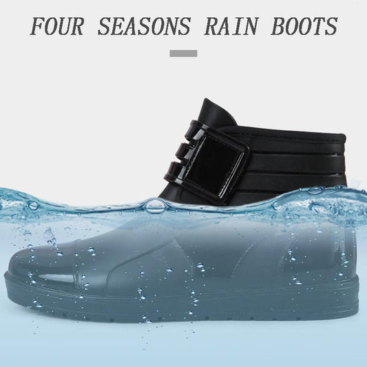 Waterproof Rain Boots Short Tube Rain Boots Men's Non-slip Wear-resistant Four Seasons Waterproof Kitchen Rubber Shoes Men's Work Shoes