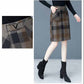 Autumn and Winter Woolen Plaid Skirt Women's High Waist Small Temperament A-line One Step Hip Skirt