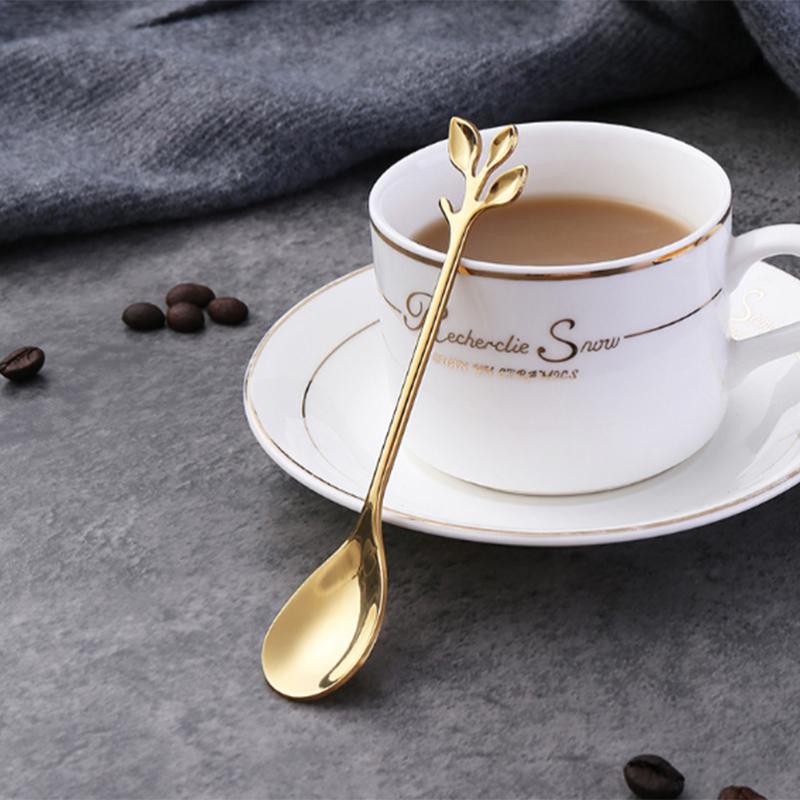 1PC&4PC Creative Stainless Steel Spoon Branch Leaves Spoon Fork Christmas Gifts Coffee Spoon Kitchen Accessories Cutlery Decoration