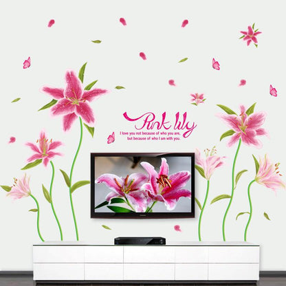 Pink Lily Three generations of PVC removable wall stickers living room bedroom decorative murals