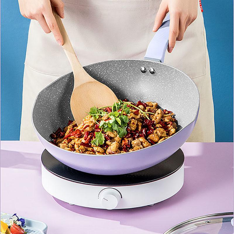 Frying Pan Non-stick Pan Household Cooking Pan Cookware Kitchenware Wok Non-stick Wok with Cover