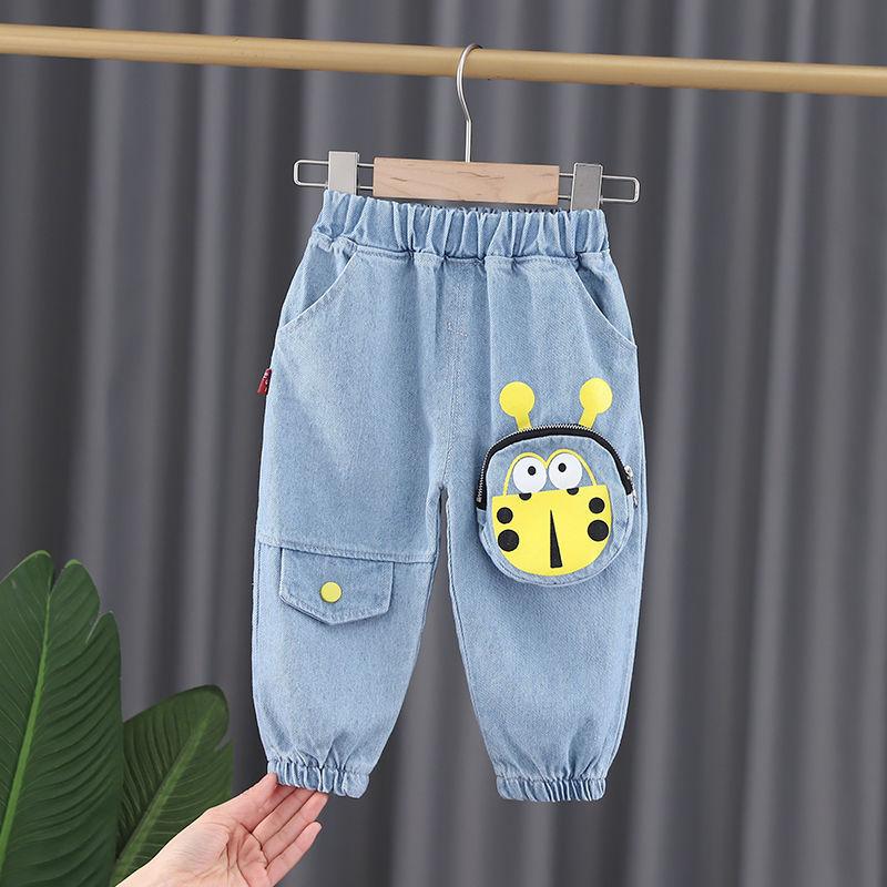 Children's Clothing Boys and Girls Jeans Spring and Autumn Casual Pants Trousers Pocket Printing Trousers