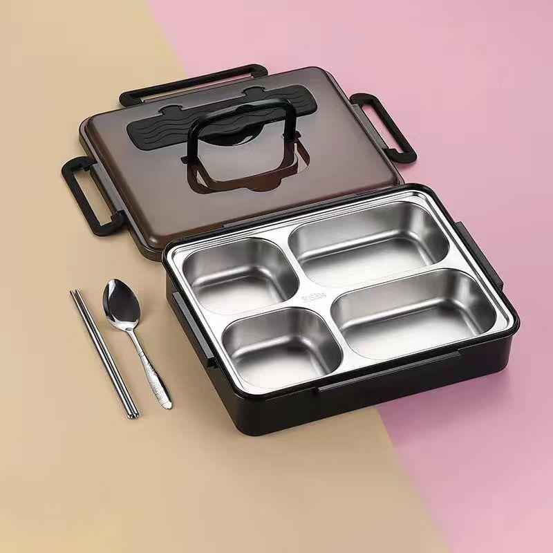 304 Stainless Steel Student Office Worker with Lid Multi-grid Canteen Fast Food Plate Large-capacity Bento Box Insulated Lunch Box