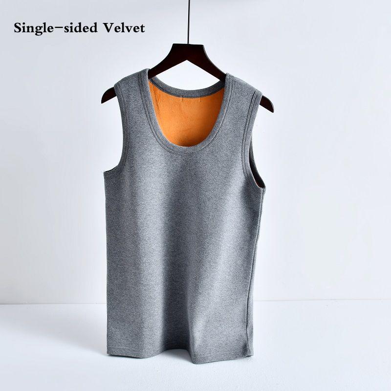 Men Winter Autumn Plus Velvet Thicken Thermal Underwear Tight Vest High Elasticity Comfortable Versatile Soft Lining O-neck Male Sleeveless Breathable