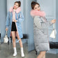 Gold Velvet Winter Korean Style Cotton-padded Jacket Women's Thick Mid-length Bread Large Fur Collar Jacket