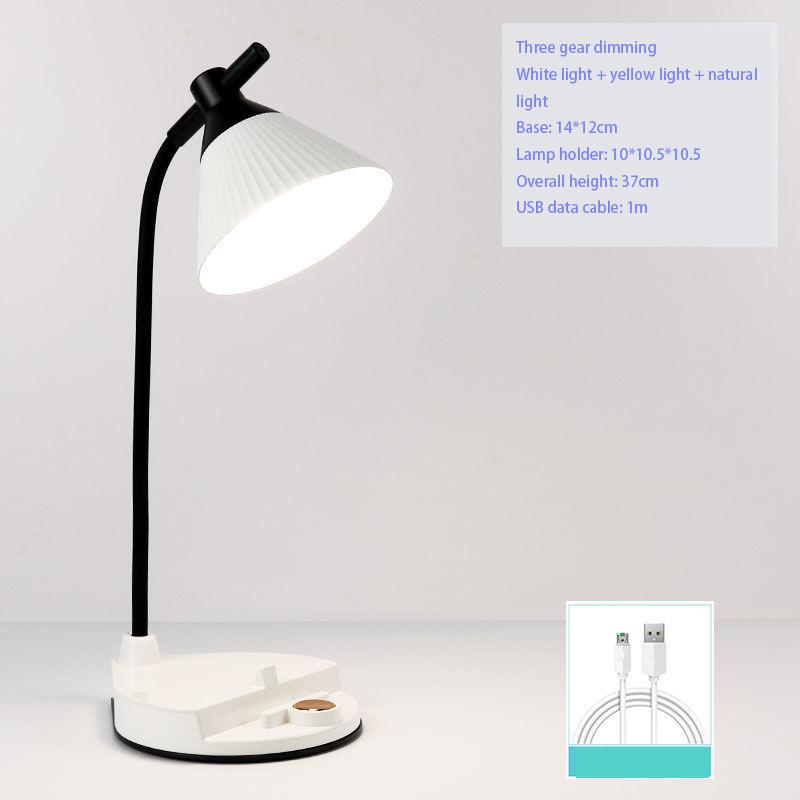 USB Rechargeable Bedroom Reading Bedside Night Light Eye Protection Table Lamp Dormitory Desk Study Can Be 360 ° Rotating Portable Table Lamp