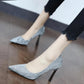 Women's Shoes Spring Wild Ladies and Girls Fashion Crystal High Heels Women Stiletto Sequin Pumps