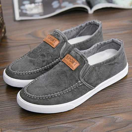 Spring Breathable Old Beijing Cloth Flat Shoes Slip-on Canvas Shoes Non-slip Casual Sport Sneakers Lazy Shoes Work Men's Shoes