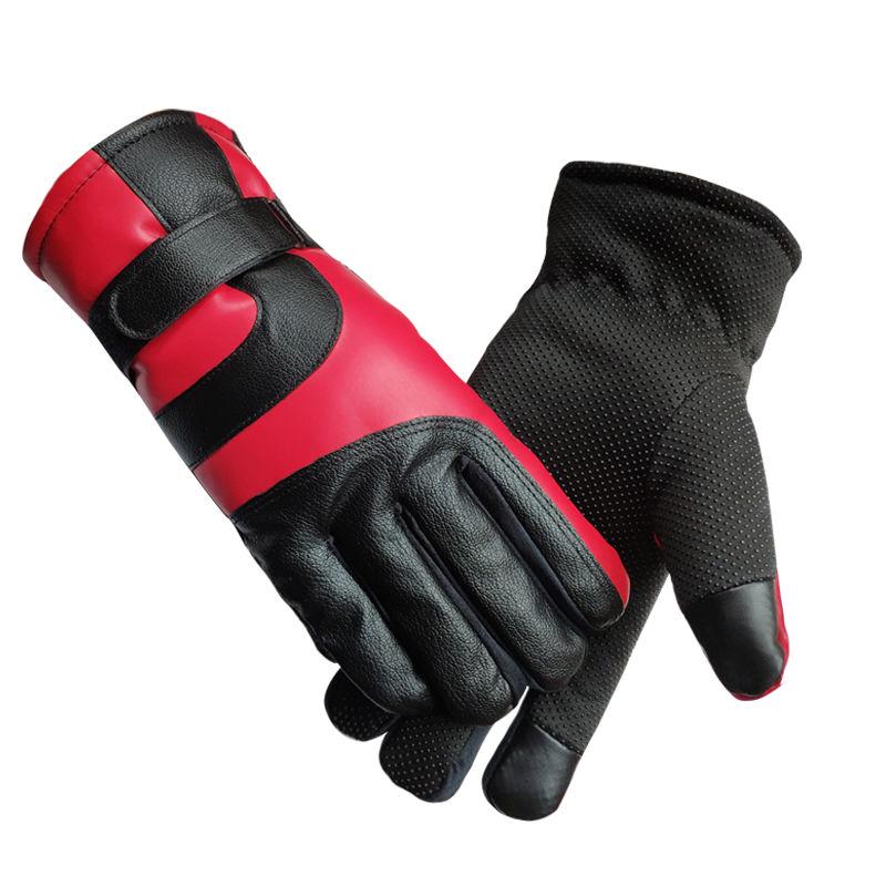 Thick gloves Man fashion gloves Plush Cotton gloves Windproof gloves Winter Warm Leather gloves