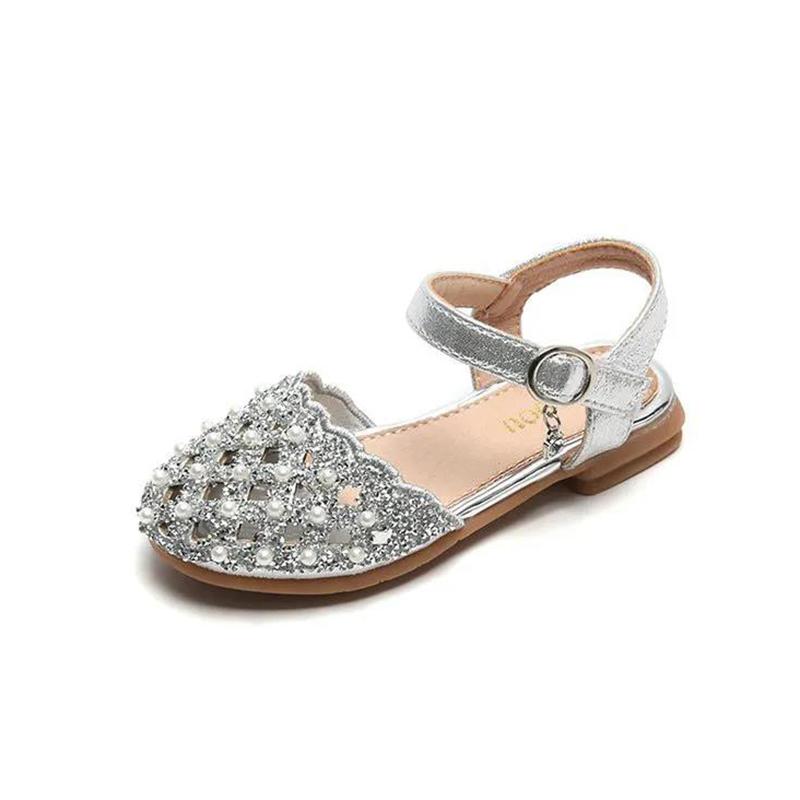 Girls' Sandals Children's Princess Shoes Summer New Fashion Outer Wear Sandals Big Girls Soft Bottom Hollow Pearl Sandals