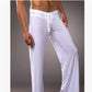 New Men's Sexy Loose Ice Silk Lace-up Trousers Comfortable Home Fitness Yoga Foreign Trade Leisure Wide Foot Pajamas