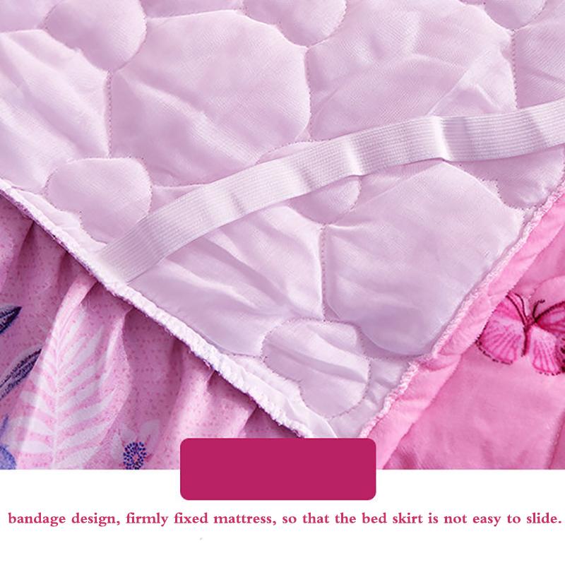 Thickened Plus Velvet Quilted Bed Skirt with Lace Edge Bedspread Non-fleece Winter Warm Crystal Velvet Four-piece Suit