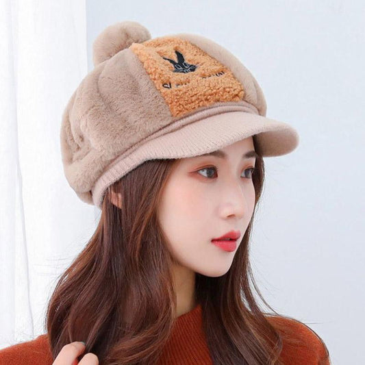 Winter Women's Hats Fashion Wild Embroidery Plush Hats Thick Warm and Windproof Caps