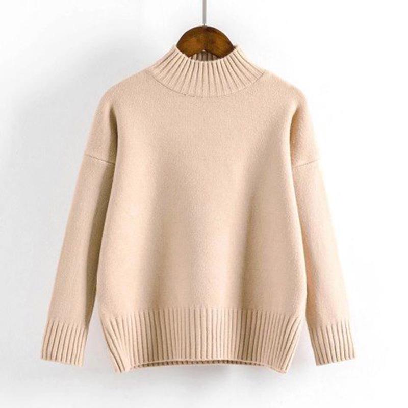 Autumn and Winter Women Lapel Large Twisted Long Sleeved Sweater Women Knit Top