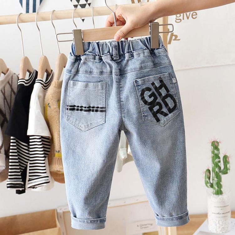 Children's Pants Summer Thin Jeans Korean Print Letter Loose Boy Girl Jeans Leggings Casual Pants