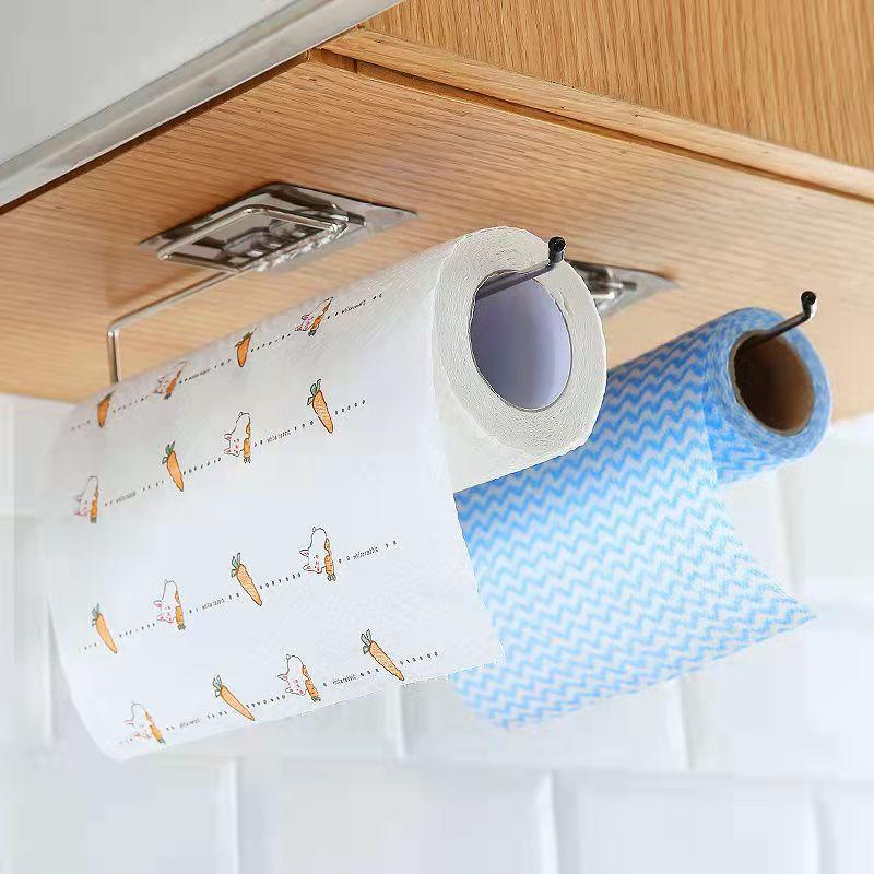 2PCS Kitchen Paper Rack Cabinet Tissue Roll Paper Rack Towel Rack Wall-mounted Storage Rack Wipe Storage Hanging Organizer Hook Holder