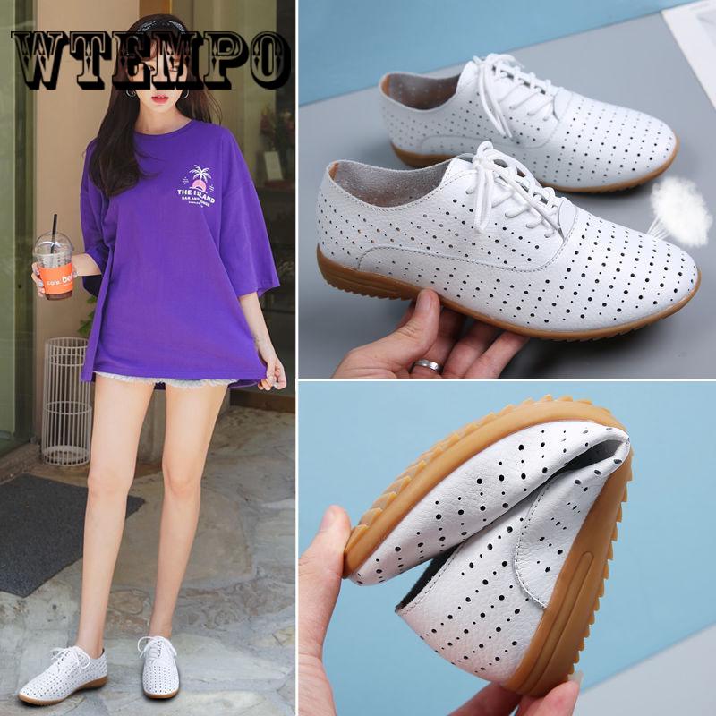 Pair of Shoes Women Ballet Flats Summer Casual Women Shoes Women Loafers Leather Hollow Sandals