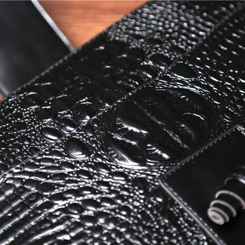 Portable Briefcase Men Business Waterproof Anti-theft Crocodile Pattern Clutch Mobile Phone Bag