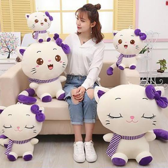 Children's Plush Toys Cute Kawaii Cat with Bow Plush Dolls Toys Gift Stuffed Soft Doll Cushion Sofa Pillow Gifts Xmas Gift Party Decor