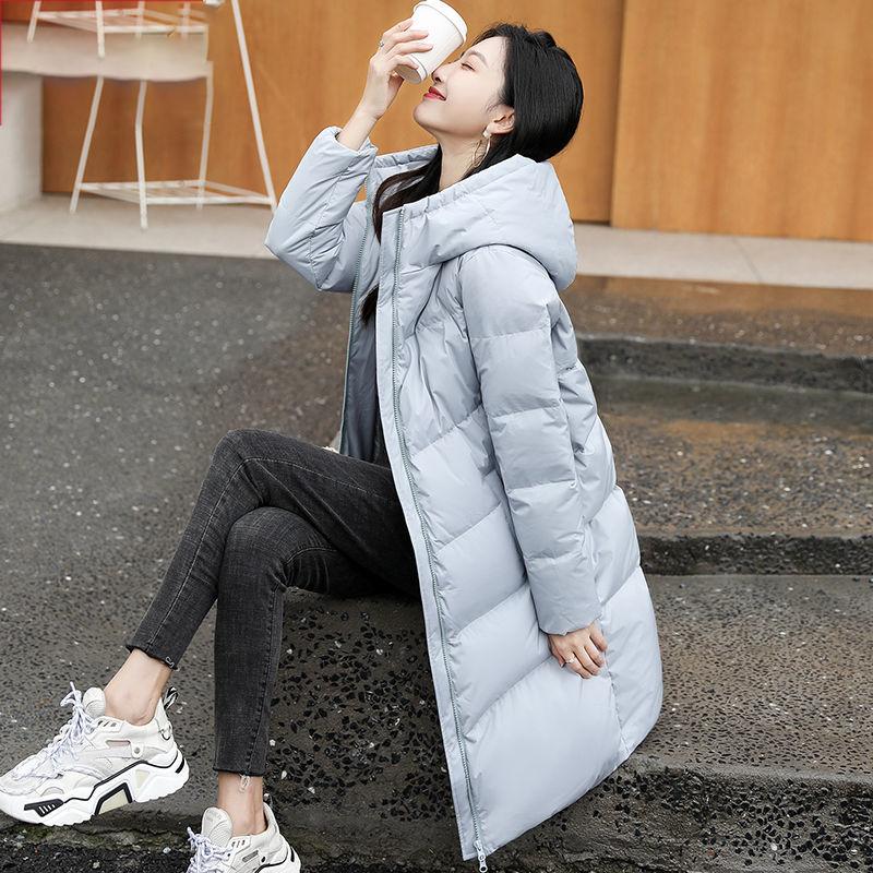 Women's Mid-length Over-the-knee High-end White Duck Down Fashionable Loose Winter Warm Coat