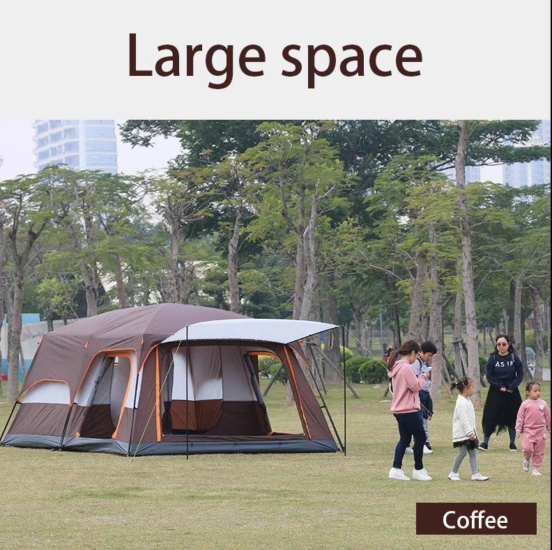 Outdoor Tent Two Rooms and One Living Room 4 To 6 People Thick Rainstorm Camping Tent